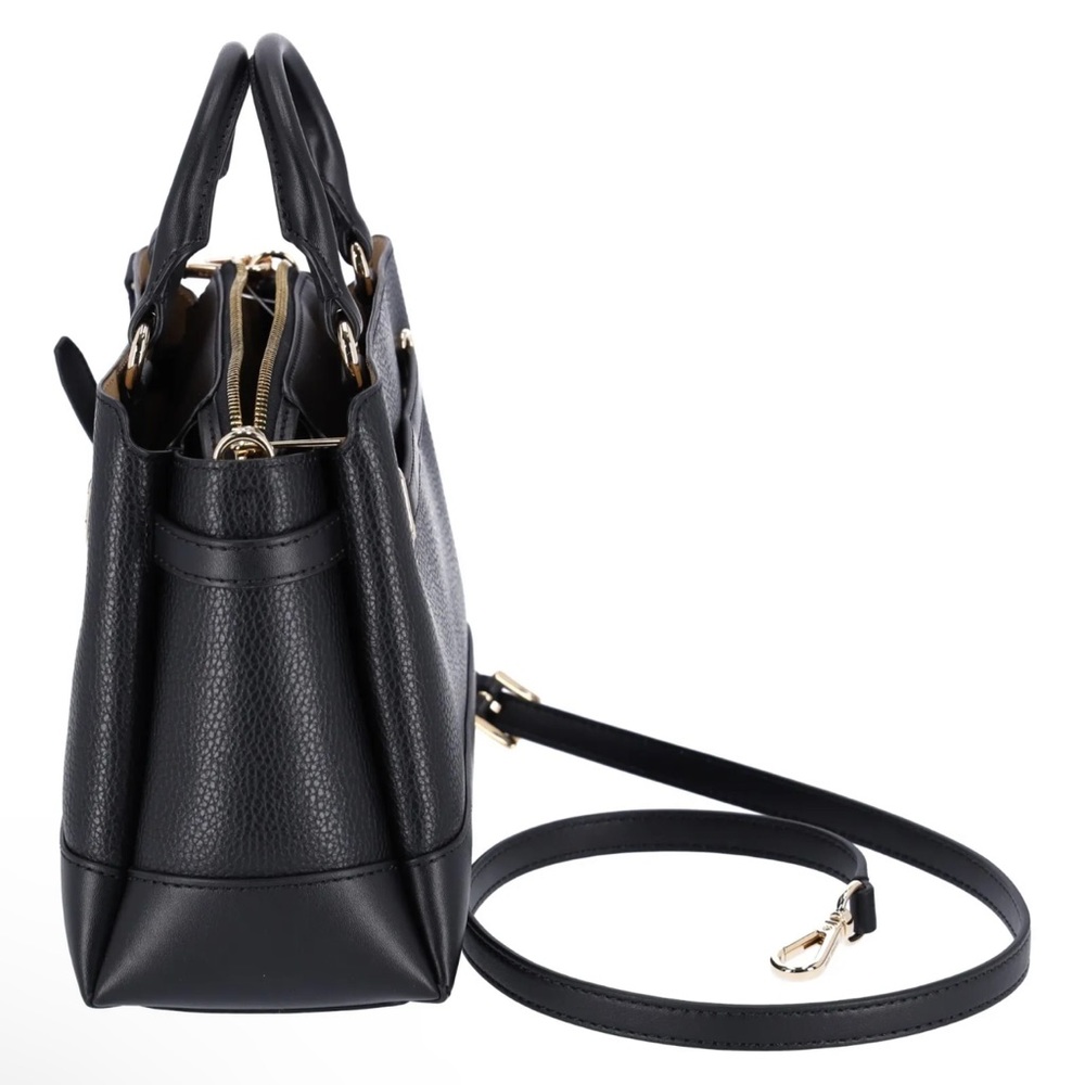 Michael Kors Reed Small Center Zip Logo Belted Satchel Crossbody Black Leather - Picture 5 of 5